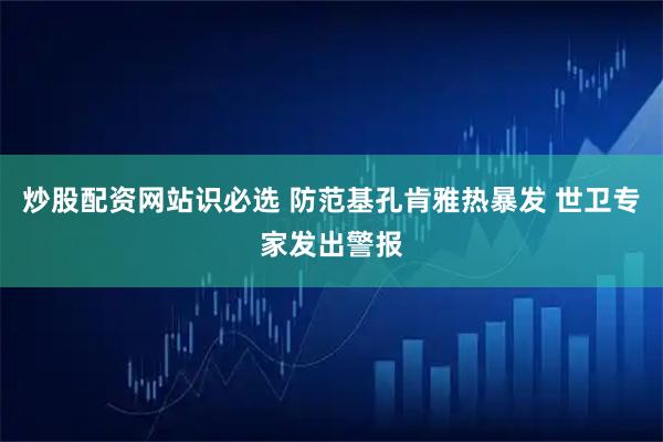 炒股配资网站识必选 防范基孔肯雅热暴发 世卫专家发出警报